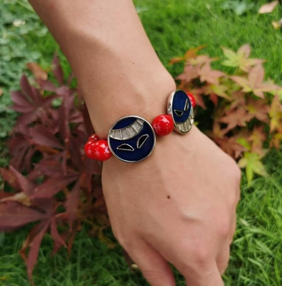 Pulsera de cuentas rojas de Anime A Piece Portgas D Ace Luff, accesorios de joyería para cosplay, regalo para hombres y mujeres, Metal Vidrio, Ágata
