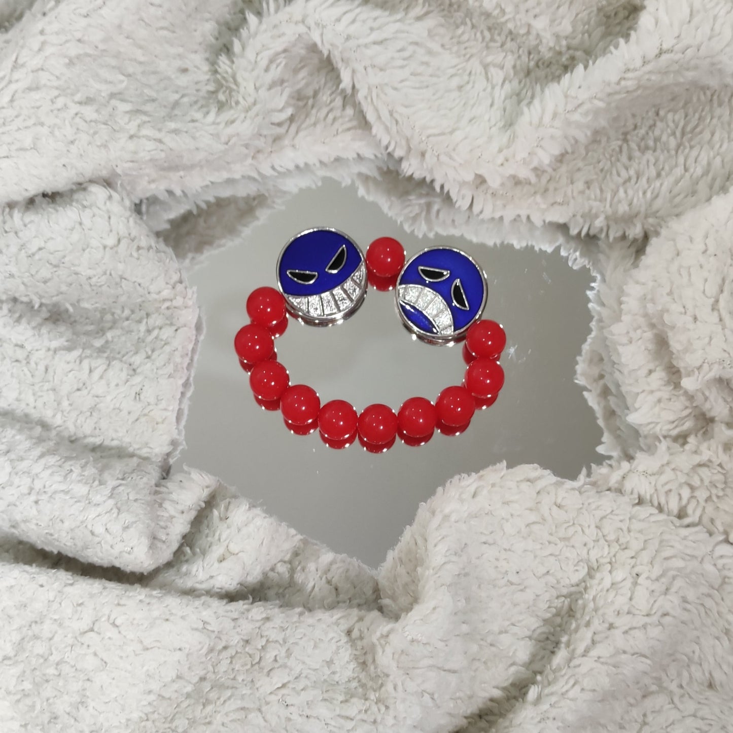 Pulsera de cuentas rojas de Anime A Piece Portgas D Ace Luff, accesorios de joyería para cosplay, regalo para hombres y mujeres, Metal Vidrio, Ágata