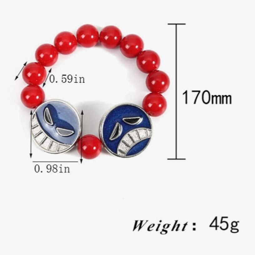 Pulsera de cuentas rojas de Anime A Piece Portgas D Ace Luff, accesorios de joyería para cosplay, regalo para hombres y mujeres, Metal Vidrio, Ágata